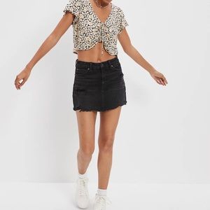 Black American Eagle Denim Mini Skirt
